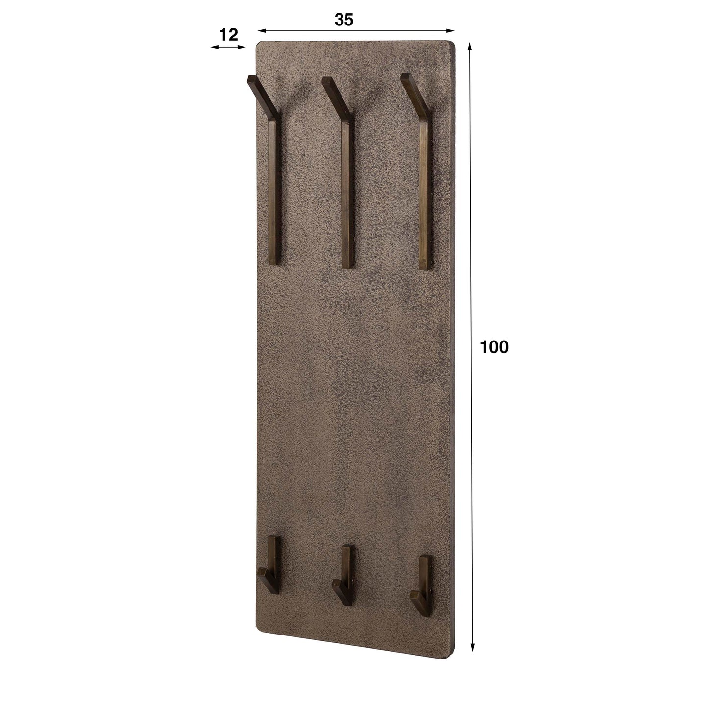 Kapstok Ferro 2x3 haken hoog / Brons antiek