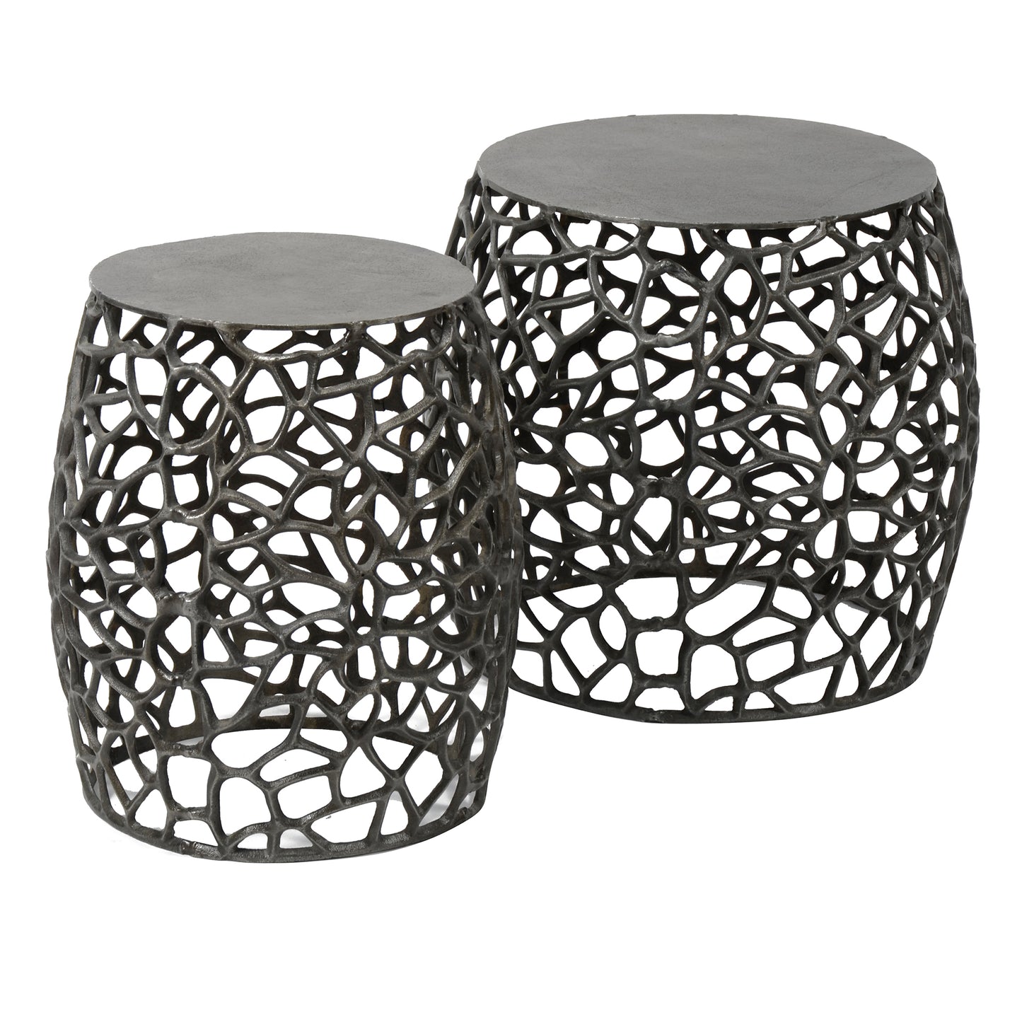 Bijzettafel set/2 maze zandgegoten / Zwart nikkel