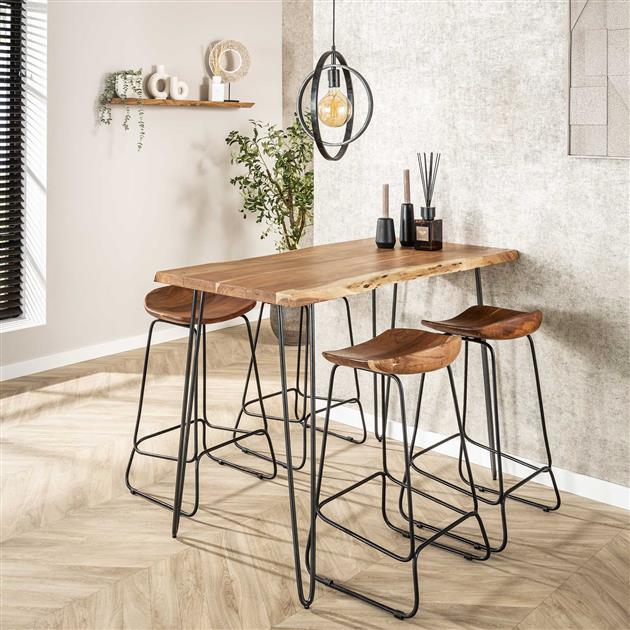 Barstoel Hout Ergo verpakt per 4 - 42x40x73 cm - Massief Acacia Naturel