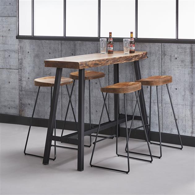 Barstoel met houten zitting - verpakt per 4 - Massief acacia
