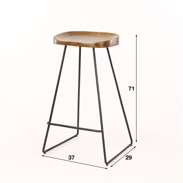 Barstoel met houten zitting - verpakt per 4 - Massief acacia
