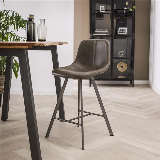 Barstoel Zig-Zag Plat Frame VPE 4 - 47x51x94 cm - Saddle PU taupe