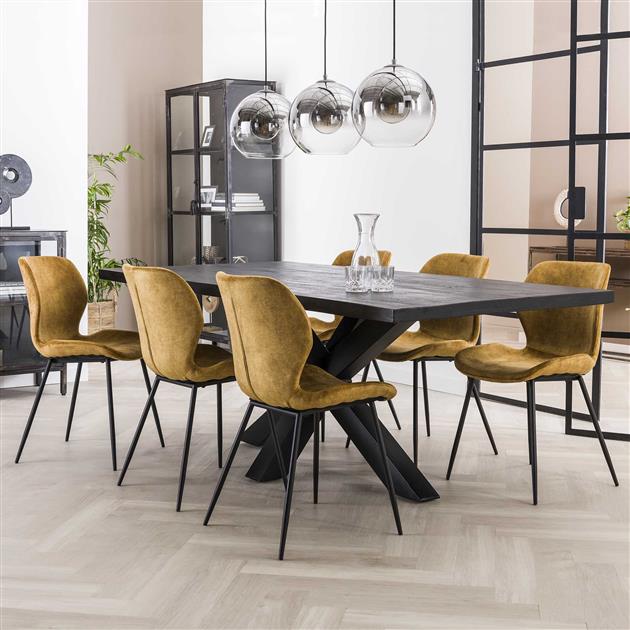 Stoel Ronde Buis verpakt per 4 - 46x51x84 cm - Goudkleurig velours