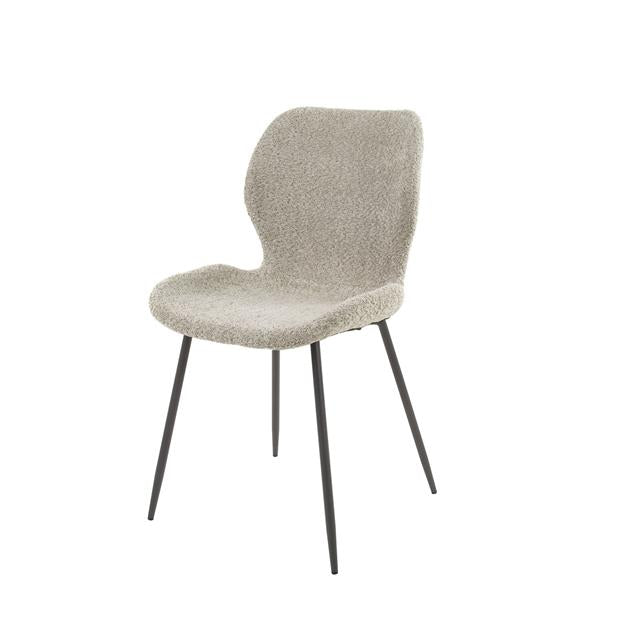 Stoel van 4 Stuks Ronde Buis Boucle - 46x51x84 cm - Zandkleur