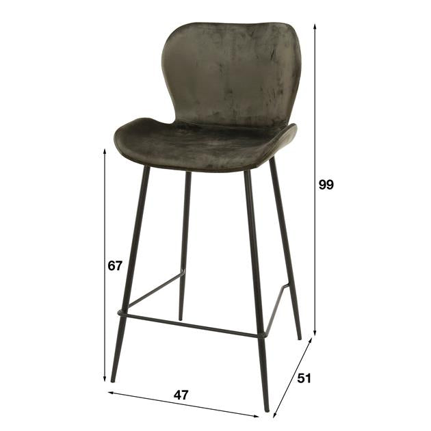 Barstoel ronde buis verpakt per 4 - 47x51x99 cm - Antraciet velours