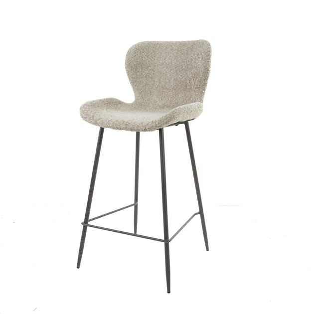 Barstoel Ronde Buis verpakt per 4 - 47x51x99 cm - Boucle Zandkleur