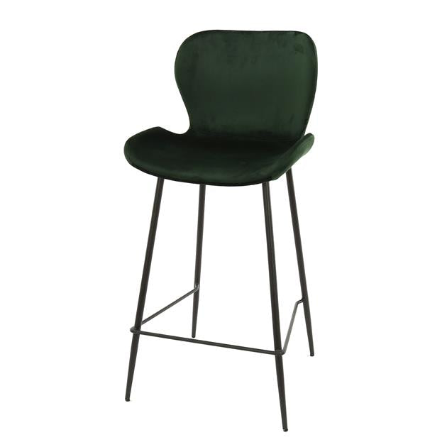 Barstoel set van 4 - Ronde buis design - 47x51x99 cm - Groen velours