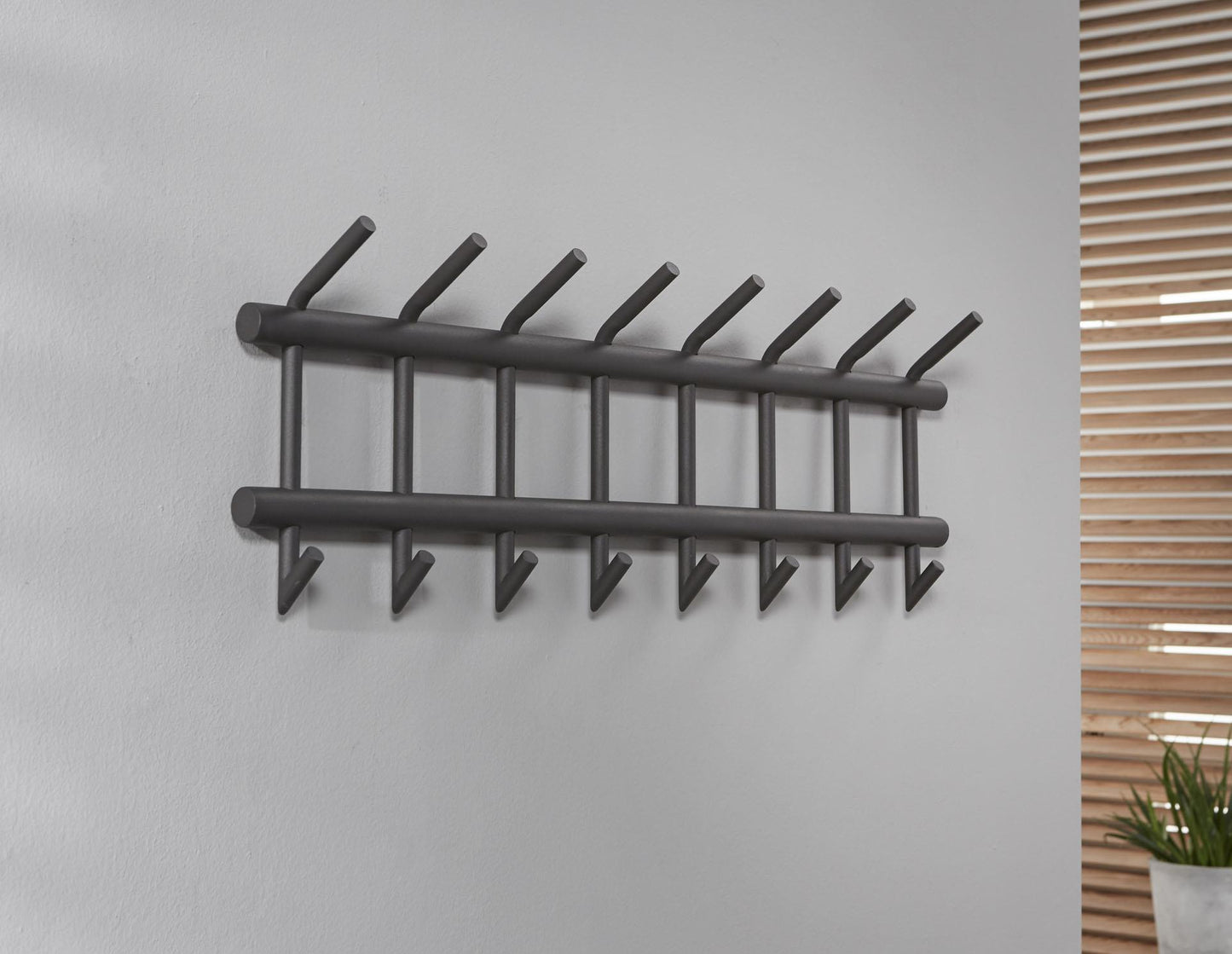 Garderobe met 8 haken uitgevoerd in ronde buis / Donkergrijs Mat