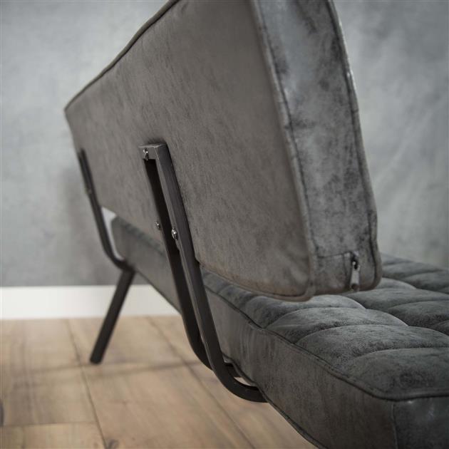 Eetkamerbank met open rug en kruisstiksel - 180x54x83 cm - Wax PU zwart