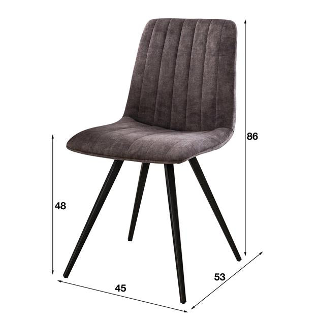 Stoel Velvet Straight Stitch - 45x53x86 cm - Grijs Velours - verpakt per 4