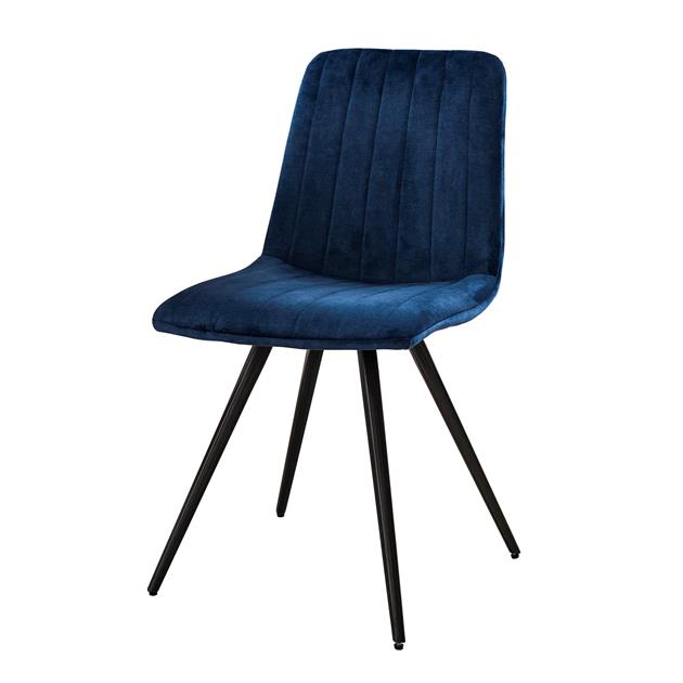 Stoel Velvet Straight Stitch - 45x53x86 cm - Blauw velours (verpakt per 4)