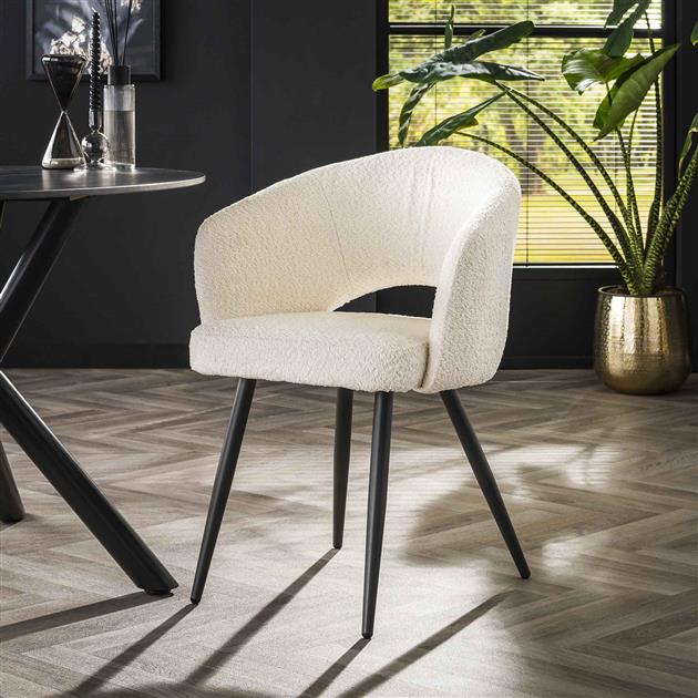 Armstoel Salon Boucle Wit - 58x56x81 cm - verpakt per 2