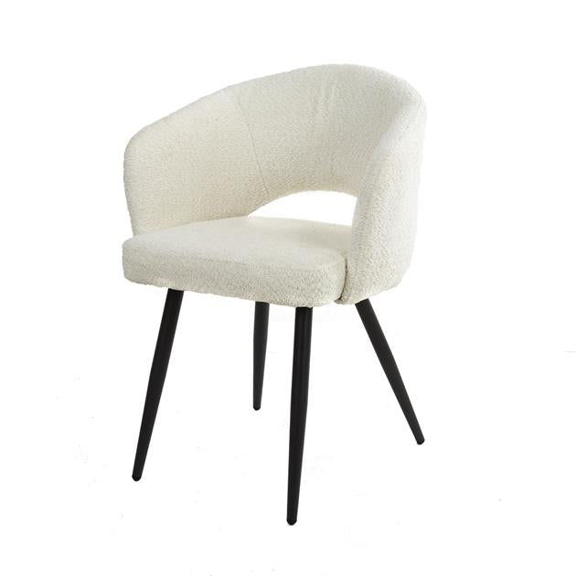 Armstoel Salon Boucle Wit - 58x56x81 cm - verpakt per 2