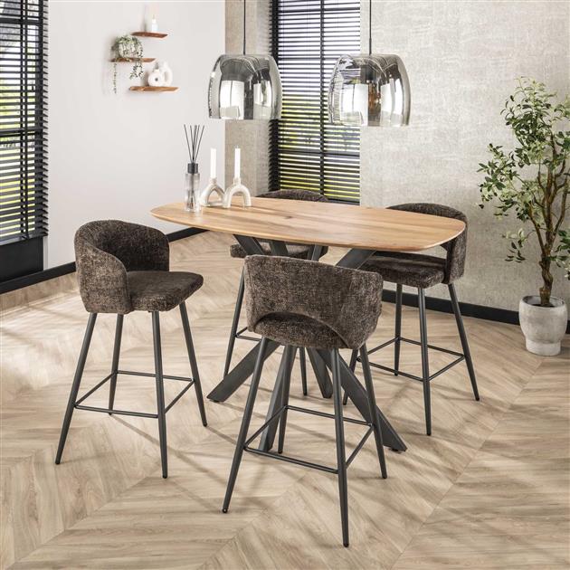 Barstoel Salon verpakt per 2 - 51x50x94 cm - Tissee Cargo Bruin