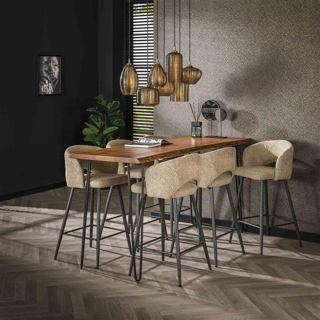 Barstoel Salon verpakt per 2 - Boucle Zandkleur - 51x50x94 cm