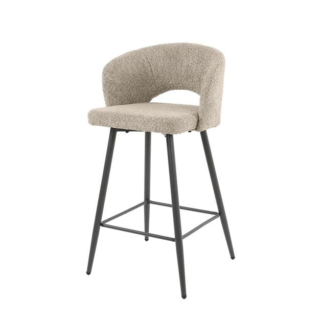 Barstoel Salon verpakt per 2 - Boucle Zandkleur - 51x50x94 cm
