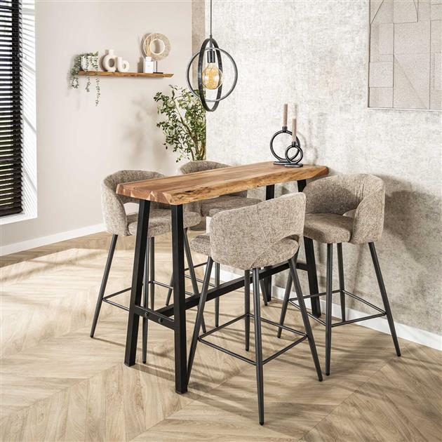 Barstoel Salon verpakt per 2 Tissee Cargo - 51x50x94 cm - Zandkleur