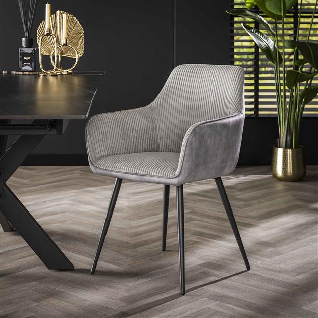 Armstoel Rib verpakt per 2 - 57x59x85 cm - Zilverkleurig