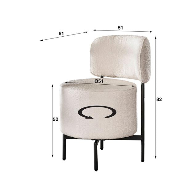 Stoel Cocktail Boucle Draaibaar - verpakt per 2 - 51x61x82 cm - Wit