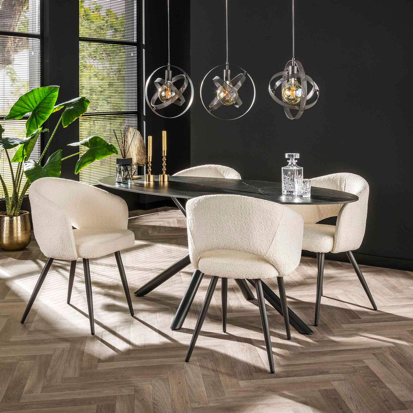 Eetkamertafel 180 Oval Ceramic - 180x90x76 cm - Ceramic Natural Black