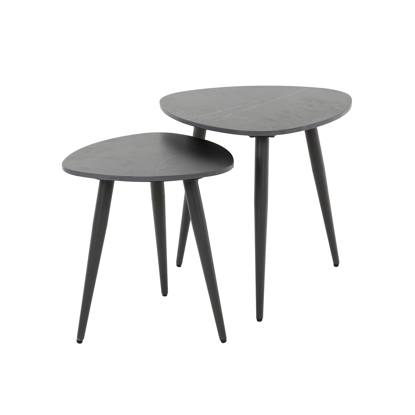 Bijzettafel set/2 driehoekig ceramic / Ceramic natural black