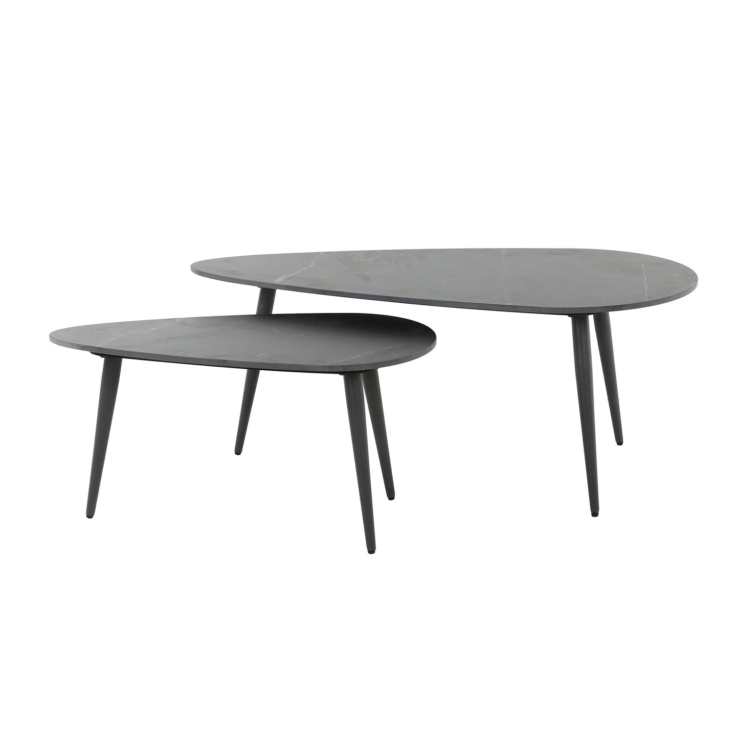 Salontafel set/2 niervormig ceramic / Ceramic natural black