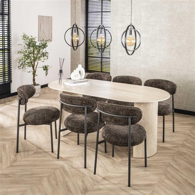 Eetkamerstoel Round verpakt per 2 / Tissee Cargo Bruin - 52x57x81 cm