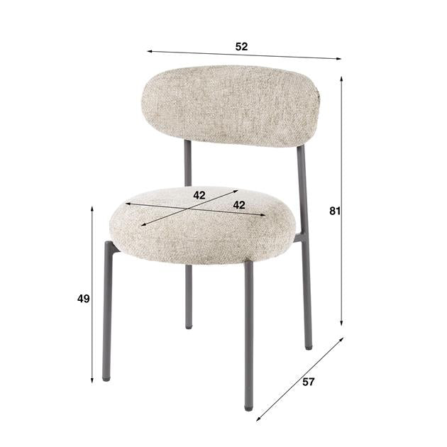 Eetkamerstoel Round verpakt per 2 - 52x57x81 cm - Tissee Cargo Zandkleur