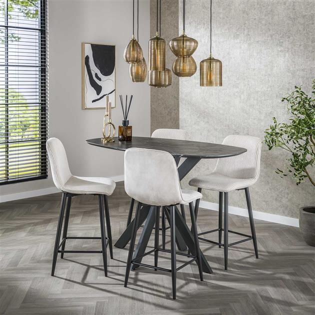 Barstoel Rib verpakt per 2 Rock - 45x50x99 cm - Gebroken wit