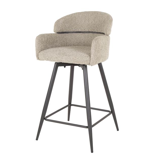 Barstoel Draaibaar Boucle Ronde Rug verpakt per 2 - 50x54x95 cm - Boucle Zandkleur