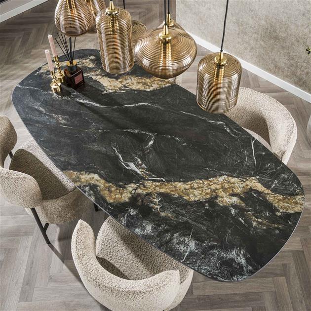 Eetkamertafel Spider Deens Ovaal 180 - 180x90x76 cm - Ceramic Fossil Black