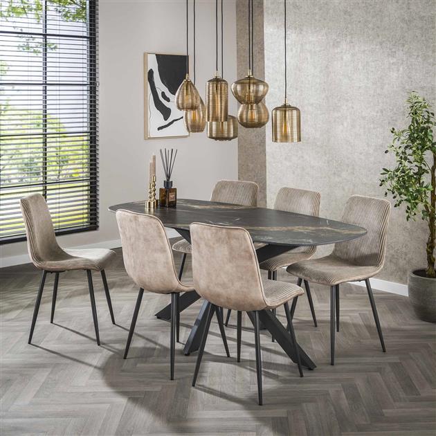 Eetkamertafel Spider Deens Ovaal 180 - 180x90x76 cm - Ceramic Fossil Black