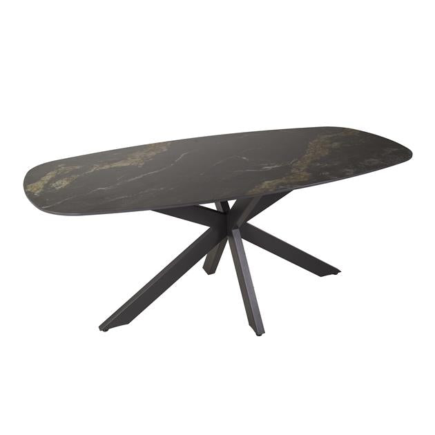 Eetkamertafel Spider Deens Ovaal 180 - 180x90x76 cm - Ceramic Fossil Black