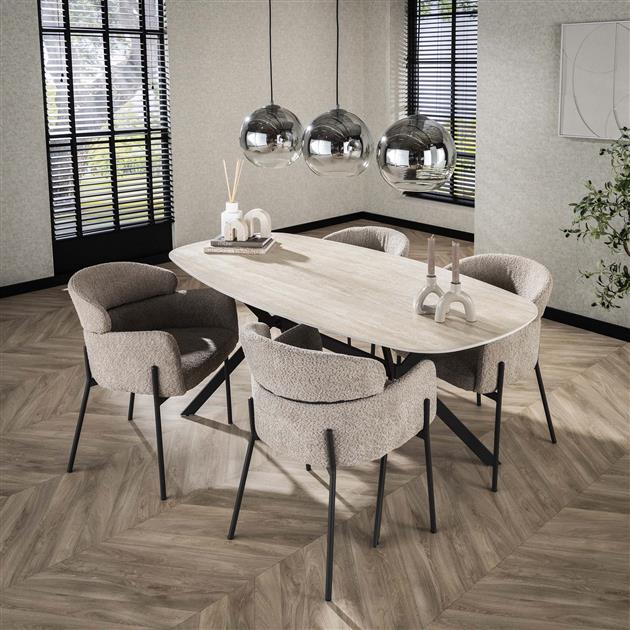 Eetkamertafel 180 Ceramic Travertine - 180x90x76 cm