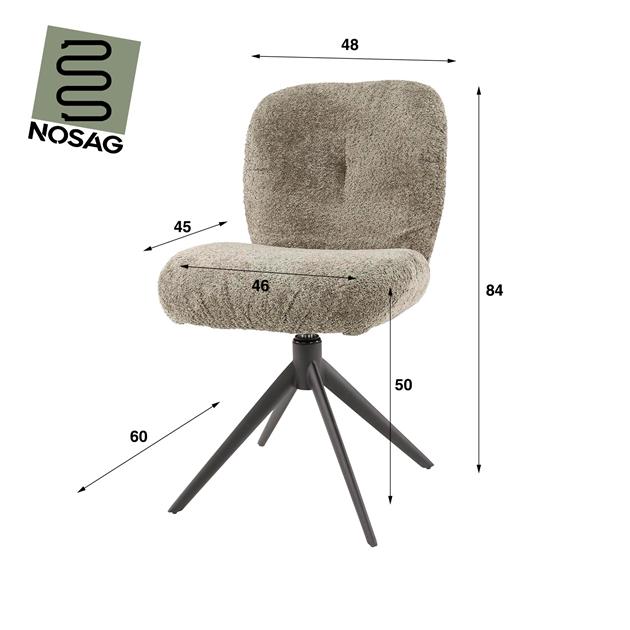 Stoel Comfort Draaibaar Boucle Taupe - 48x60x84 cm - verpakt per 2