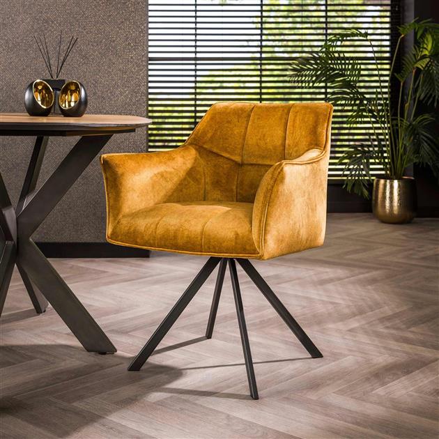 Armstoel Raster Draaibaar - verpakt per 2 - 63x60x81 cm - Goudkleurig Velours