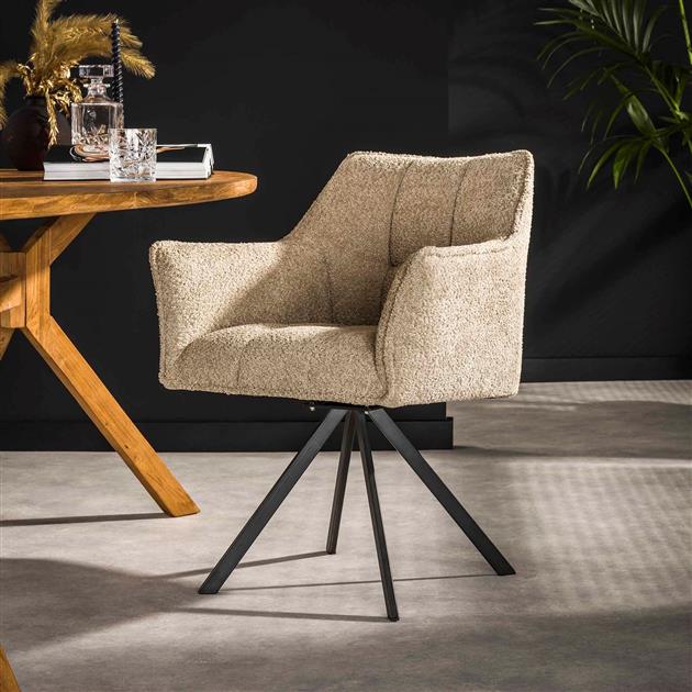 Armstoel Raster Draaibaar (verpakt per 2) - 63x60x81 cm - Boucle Zandkleur