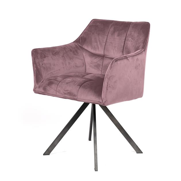 Armstoel Raster Draaibaar verpakt per 2 - 63x60x81 cm - Roze Velours