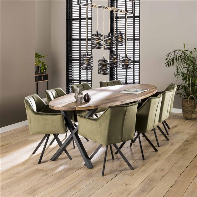 Armstoel Raster Draaibaar verpakt per 2 - 63x60x81 cm - Groen Velours