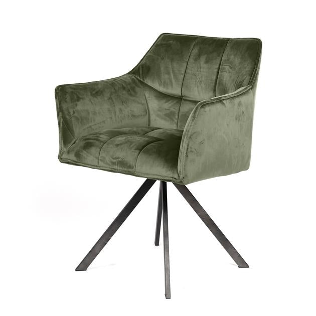 Armstoel Raster Draaibaar verpakt per 2 - 63x60x81 cm - Groen Velours