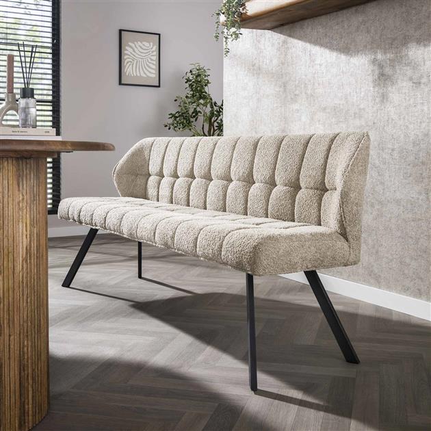 Eetkamerbank Raster Boucle - 180x58x81 cm - Zandkleur