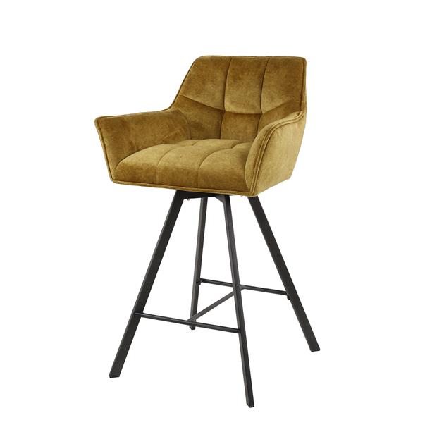 Barstoel Raster Draaibaar - verpakt per 2 / Goudkleurig Velours - 56x52x95 cm