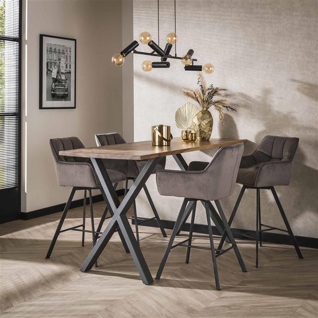 Barstoel Raster Draaibaar - 56x52x95 cm - Antraciet Velours (VPE 2)