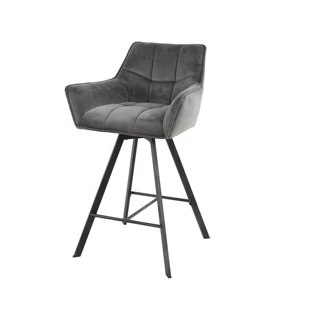 Barstoel Raster Draaibaar - 56x52x95 cm - Antraciet Velours (VPE 2)