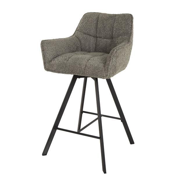 Barstoel van 2 Stoelen Raster Draaibaar - 56x52x95 cm - Boucle Taupe