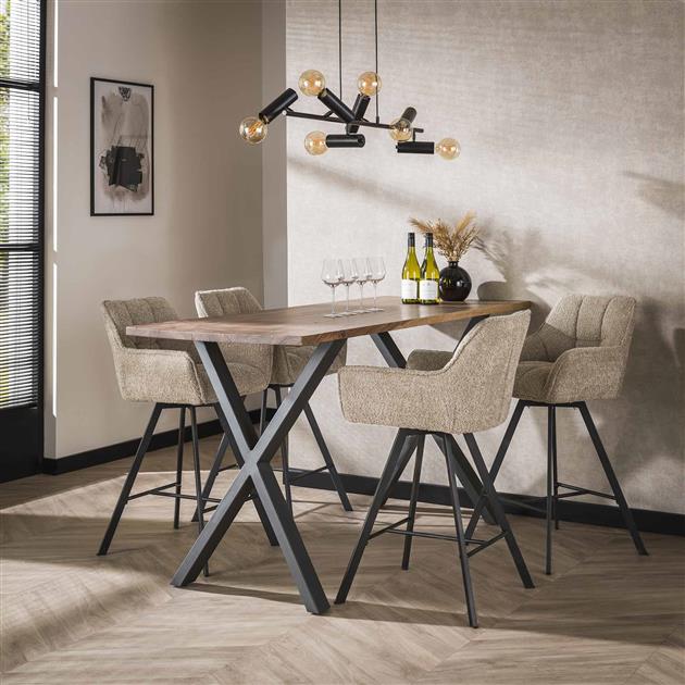 Barstoel Raster Draaibaar verpakt per 2 - 56x52x95 cm - Boucle Zandkleur