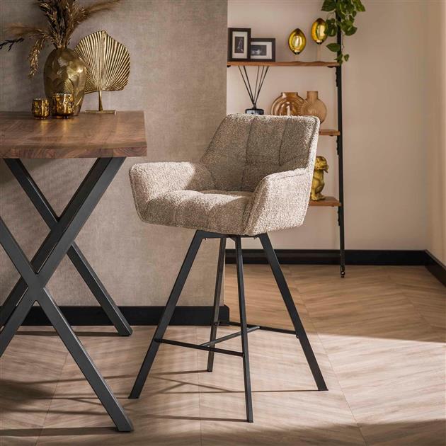 Barstoel Raster Draaibaar verpakt per 2 - 56x52x95 cm - Boucle Zandkleur
