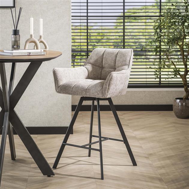 Barstoel Raster Draaibaar verpakt per 2 - 56x52x95 cm - Rich Zandkleur