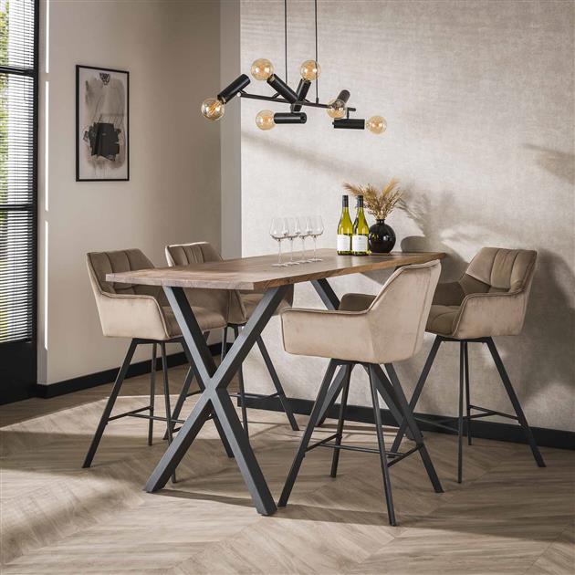 Barstoel Raster Draaibaar (verpakt per 2) - Champagne Velours - 56x52x95 cm