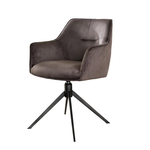 Armstoel Pull Draaibaar - verpakt per 2 - 61x62x83 cm - Antraciet Velours